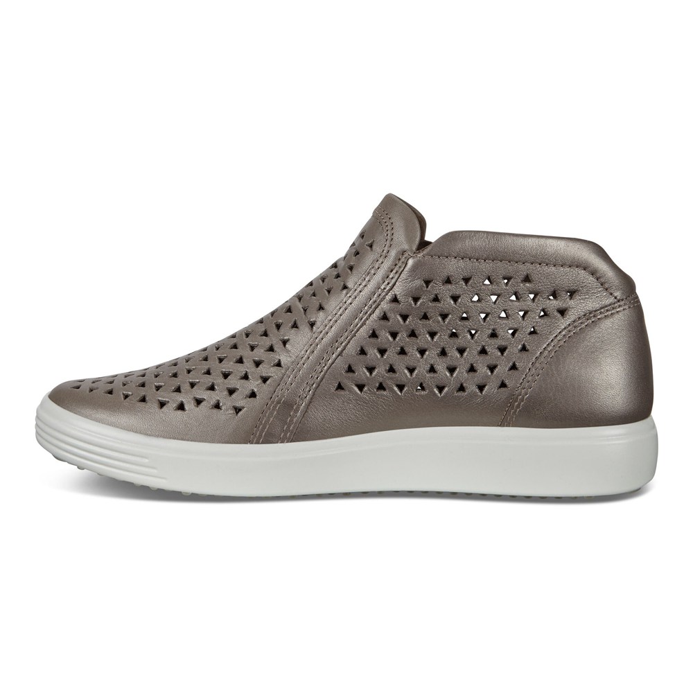 Womens Sneakers - ECCO Soft 7 Mid-Cut Boot - Silver - 2893OMXHN